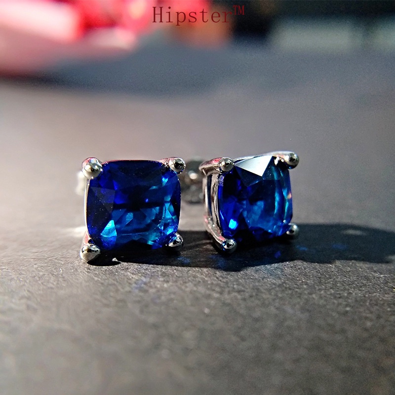 Popular Sapphire Fashion Starry Sky Blue Colorful Crystals Ear Studs