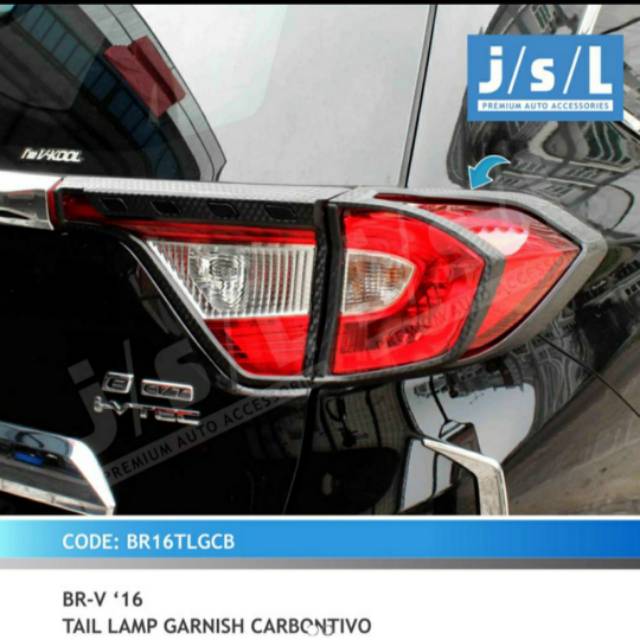 Garnish lampu belakang BRV/ tail lamp garnish Hitam Chrome Carbon jsl