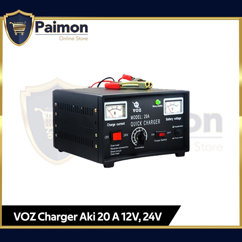 Charger Aki Motor 12V 24V VOZ Charger Aki 20 A 12V, 24V Charger Aki Mainan Aki Mobil