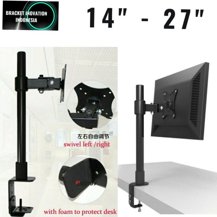 Bracket TV Monitor Led stand Jepit meja 14&quot;-27&quot; Max 32&quot; Adjustable