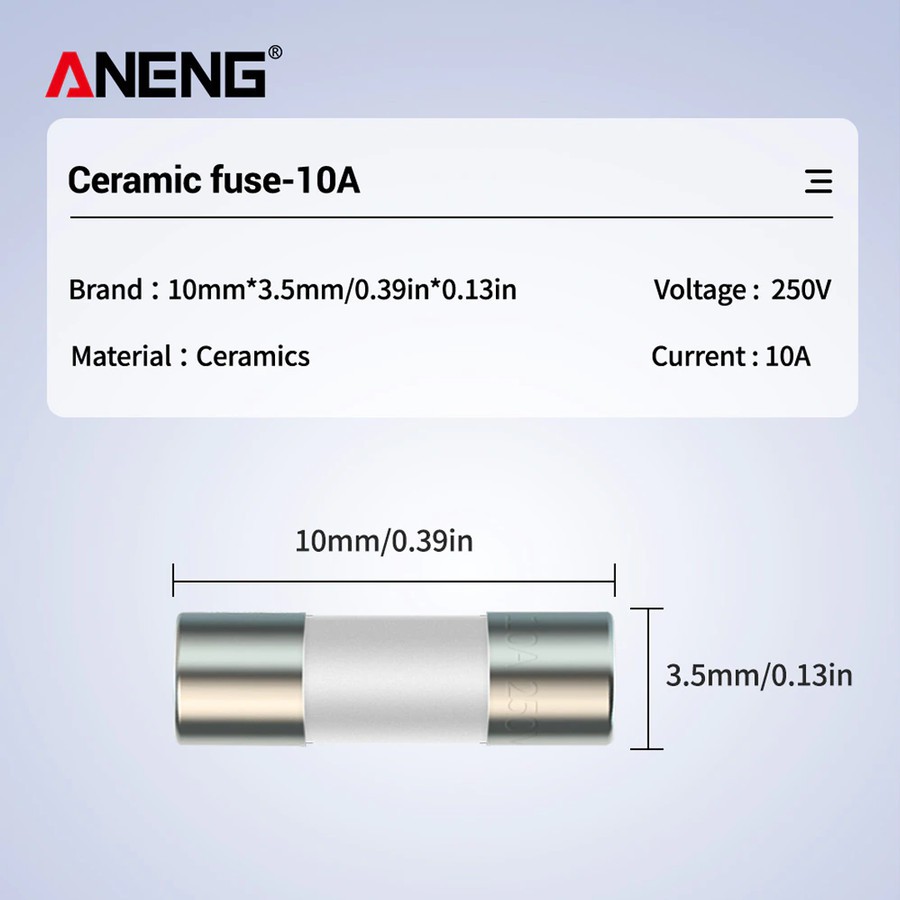 Zoyi Fuse Keramik Fuse For Multimeter Instrument 10A 3.5mm x 10mm 250V