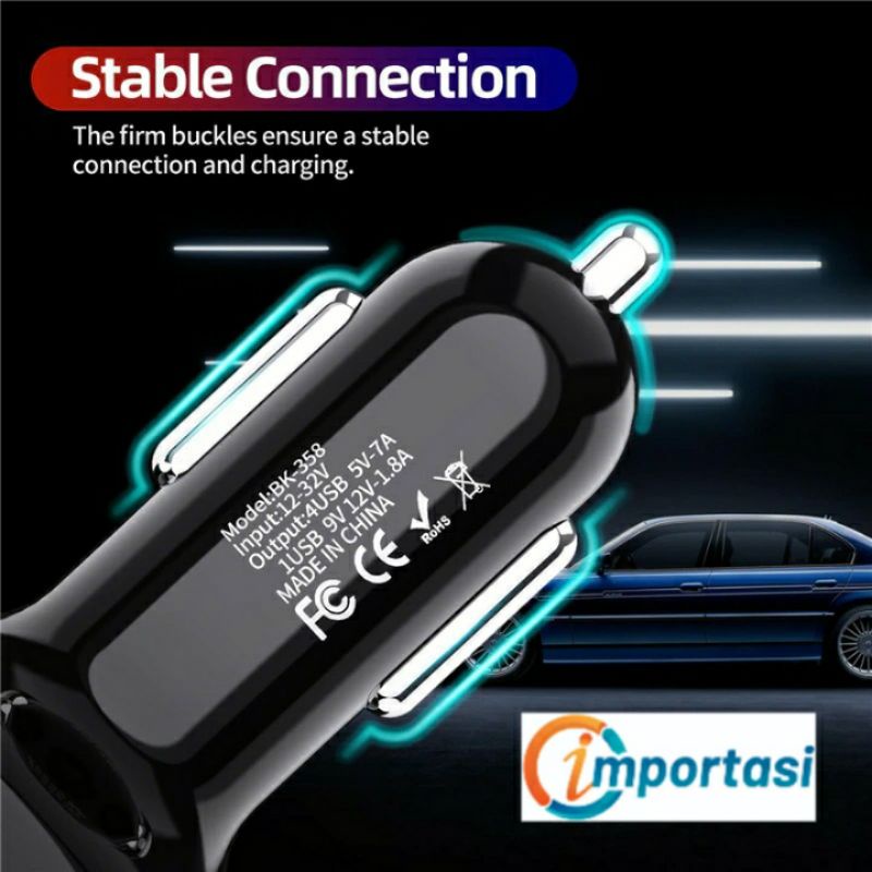 USLION 5 Port 48W 7A Super Lighter Car Charger Fast Charging Mobil Motor