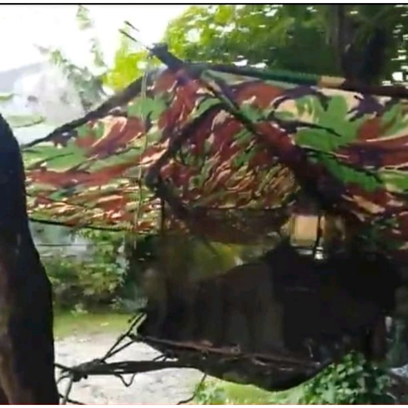 Hammock Flysheet TNI - Hammock Loreng Malvinas - Flysheet Loreng Malvinas - Hammock TNI Pembagian - Flysheet Pembagian TNI - Perlengkapan Outdoor - Perlengkapan Survival