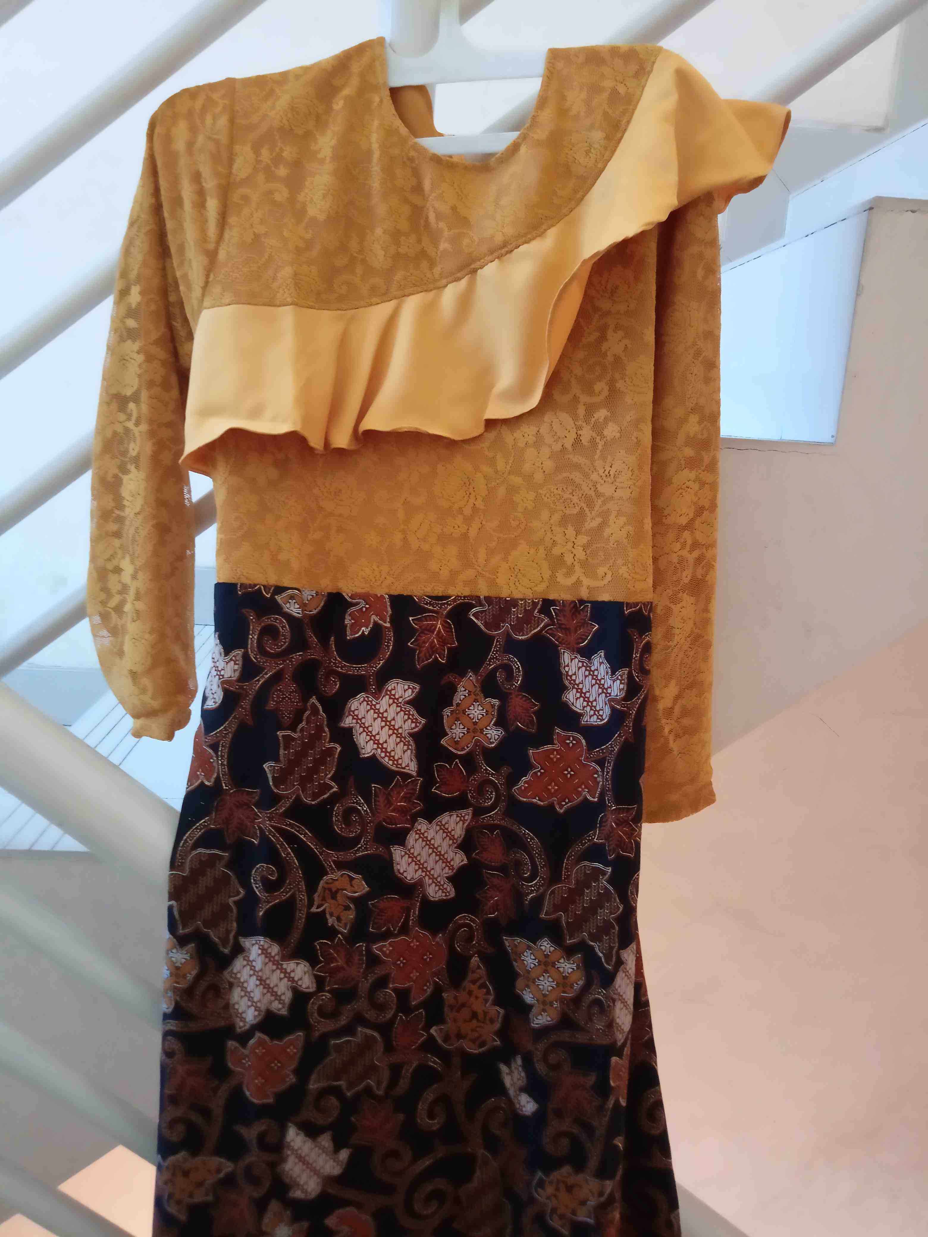 Set Cp Alazka Batik Couple Gamis Batik Kombi Brukat Jumbo 4 Warna