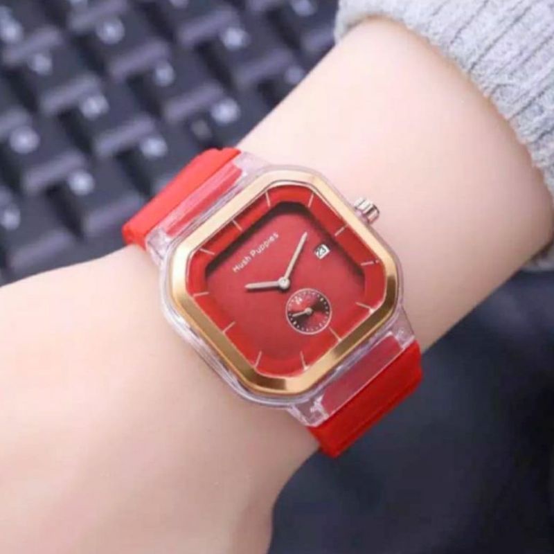 (Terima Cod) Jam Tangan Wanita Hushpuppies Sergi Jarum Strap Rubber Tanggal Aktif