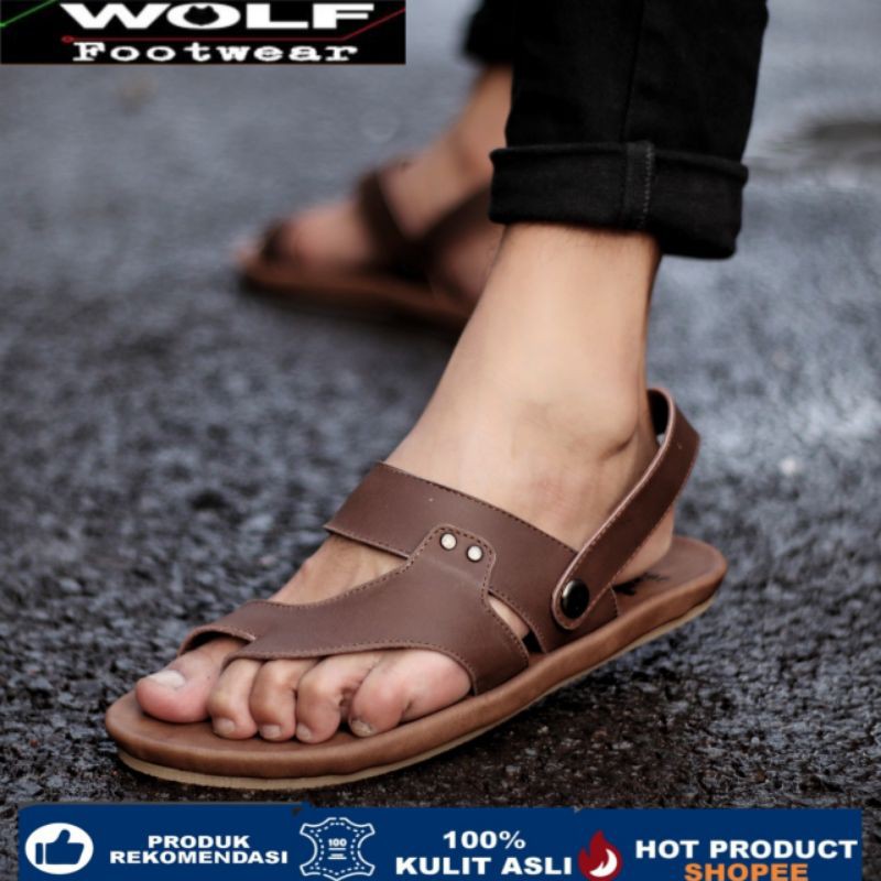 RIOT BROWN Sandal pria kulit asli cevany original handmade sandal jepit kulit pria bisa COD