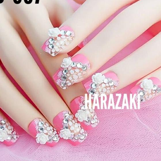 PROMOSI !!! 9.9 SD-357 kuku palsu pink bunga [KODE 1]