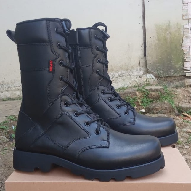 Sepatu PDL Kulit Asli Merk APIK Sepatu PDL Tni Polri Security Satpam Sepatu Boots Pria Kulit Asli