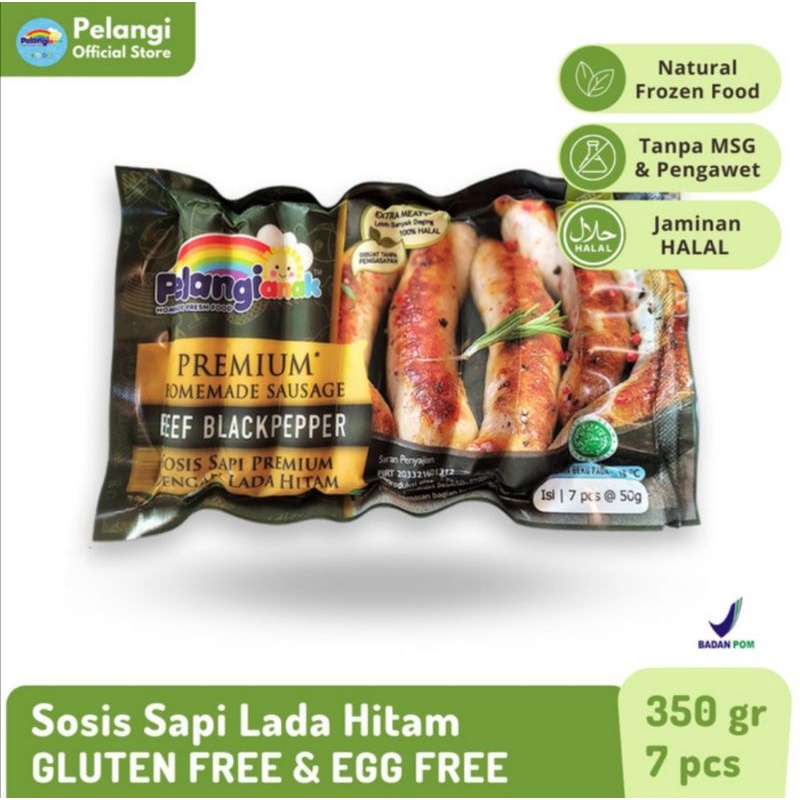 

Sosis Sapi Blackpepper Non MSG / Pelangi Anak Frozen Food Bogor lauk sehat instan natural gluten free
