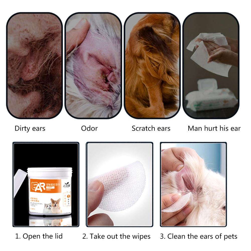 【130 Pcs】Tisu Basah Pembersih Telinga Kucing/Tissu Pembersih Telinga Anjing/Ear Stain Tisu Kotoran Telinga Hewan