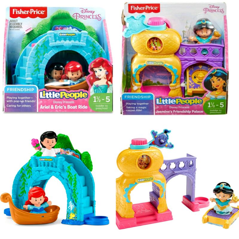 Fisher Price Little People Disney Princess Ariel & Eric's Boat Ride and Jasmine's Friendship Palace 