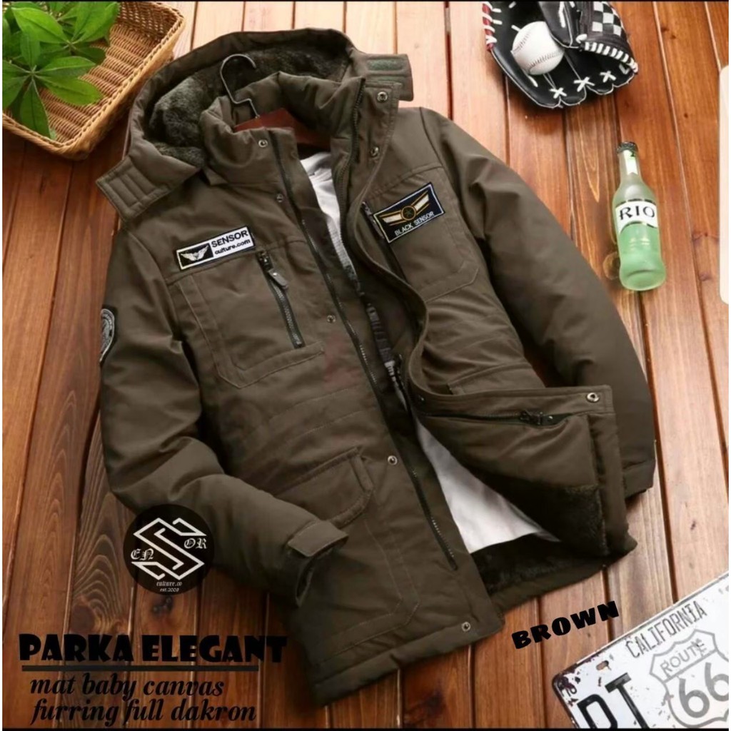 [SIAP KIRIM] JAKET PARKA KEKINIAN ELEGANT PRIA SENSOR HOODIE BISA LEPAS KANVAS FULL DAKRON PREMIUM