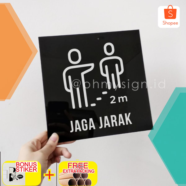 

Sign Jaga Jarak Akrilik | 20 x 20 cm | Sign Board Akrilik Keren
