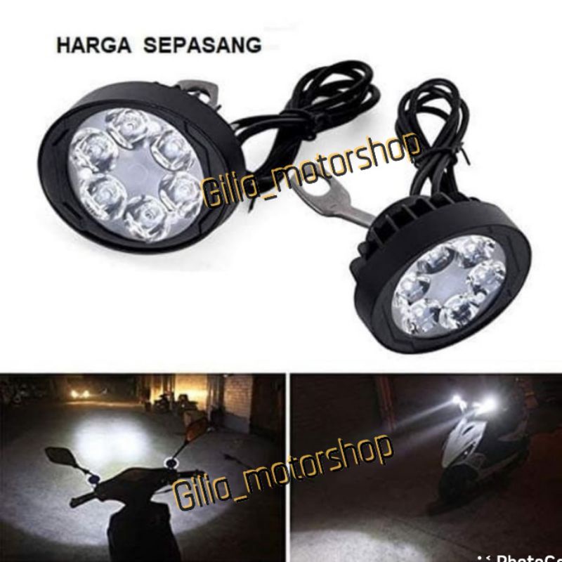 Lampu Tembak LED Oval 1 set 2 pcs Lampu Tembak Sorot Plus Breaket Spion Universal Motor