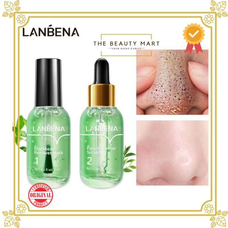 [BPOM] LANBENA Blackhead Remover Mask &amp; Pore Minimizer Serum 17ml -Penghilang Komedo &amp; Pengecil Pori