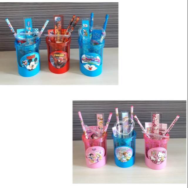 

Study set/tempat pensil doraemon, hello kitty, mickey, spiderman, frozen