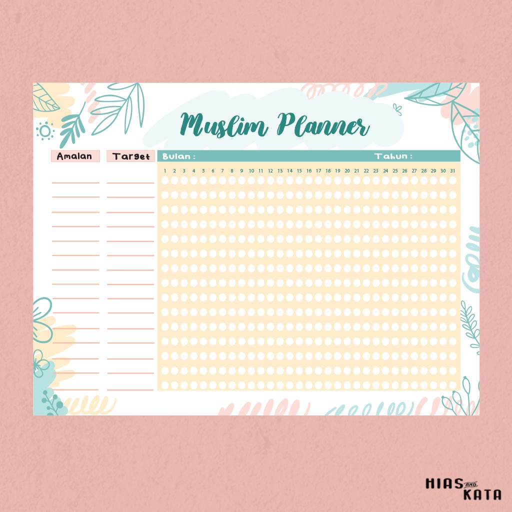 

agenda muslim planner muslim tropical minimalist uk A3 ( bonus 1pcs spidol wipe&clean)
