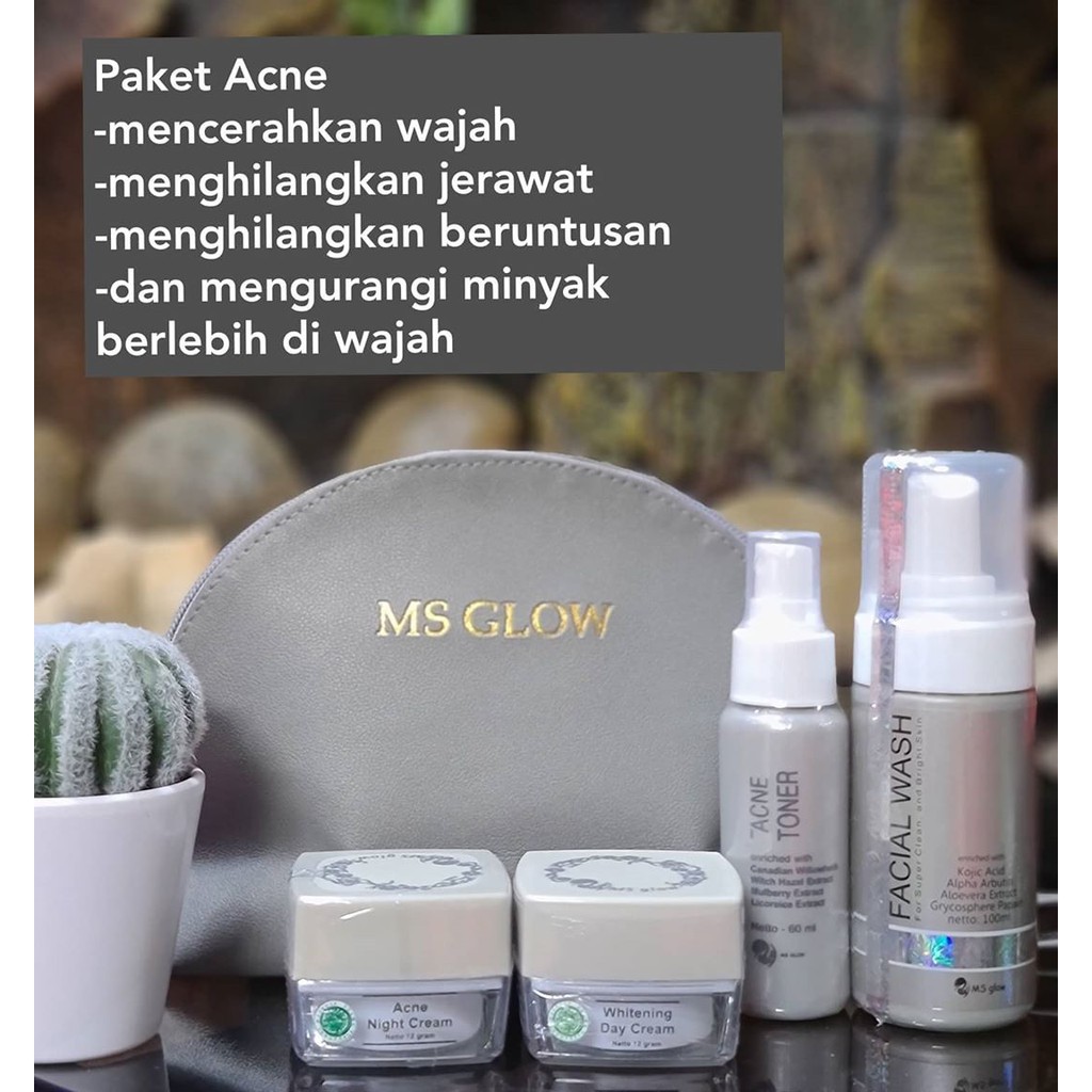 Ms Glow Acne Series /Ms glow/Ms Glow SkinCare/MS GLOW ACNE SERIES FREE TAS CANTIK