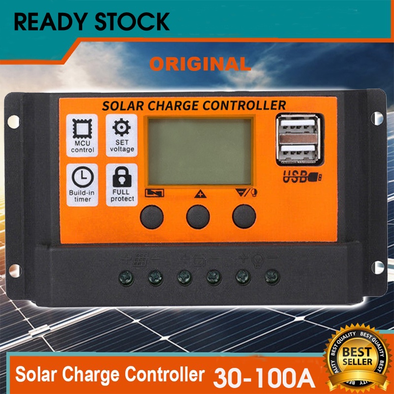 Solar Panel Charger Controller LCD 30/100A 12V/24V MPPT/PWM Solar Kontroler Panel Surya Dual Port