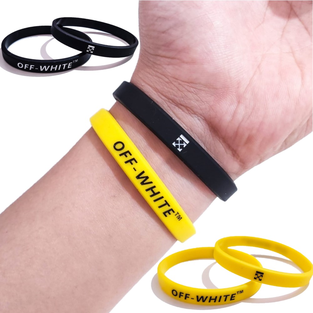 Gelang Pria Rubber / Wristband - OFF WHITE - Aksesoris Fashion Hype [ Gratis Ongkir / Cod ]