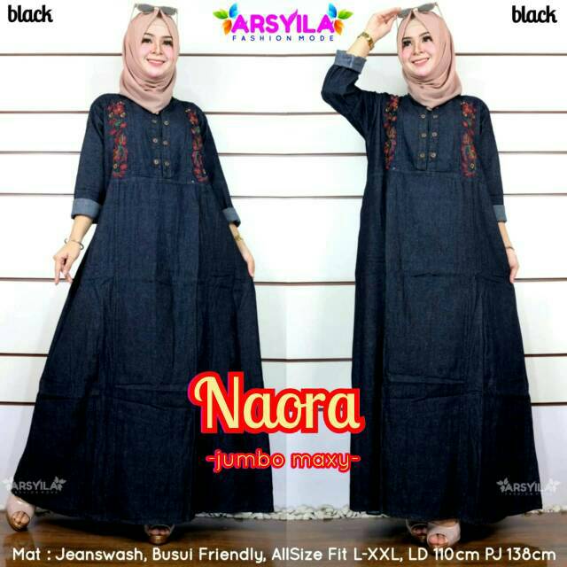 Dress Jeans Wanita Muslimah Gamis Jeans Naora Maxy by Arsyila