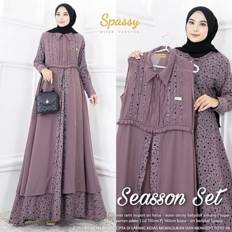 GAMIS ROMPI SEASSON SET LABEL MADANI GAMIS VIRAL KEKINIAN DRESS MUSLIMAH GAMIS TERBARU DRESS WANITA 