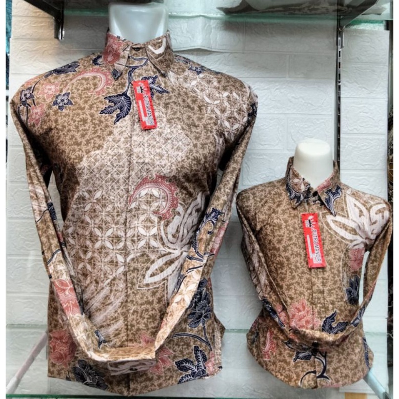 Couple Batik Ayah Anak Laki Laki Warna Hitam Gold Mocca katun primis premium kemeja batik lengan pan