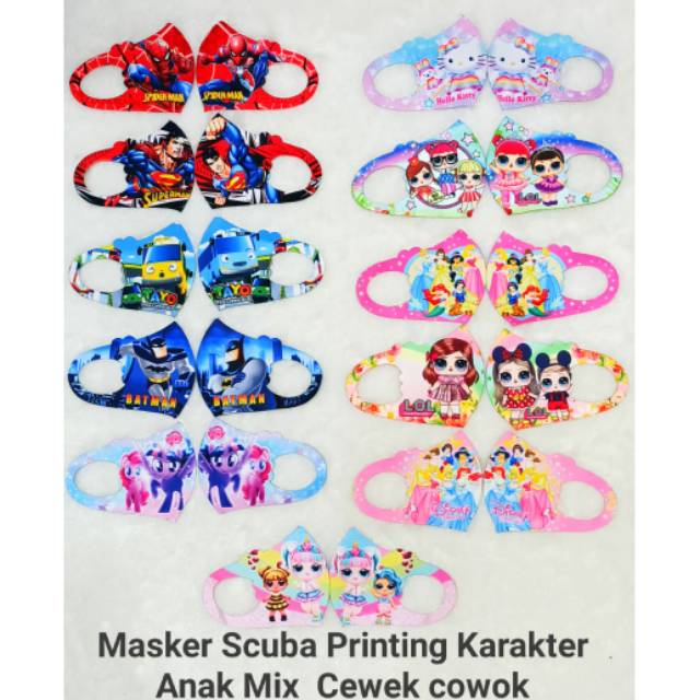 Scuba anak2 3D printing mix cew , order perlusinan gak bisa eceran