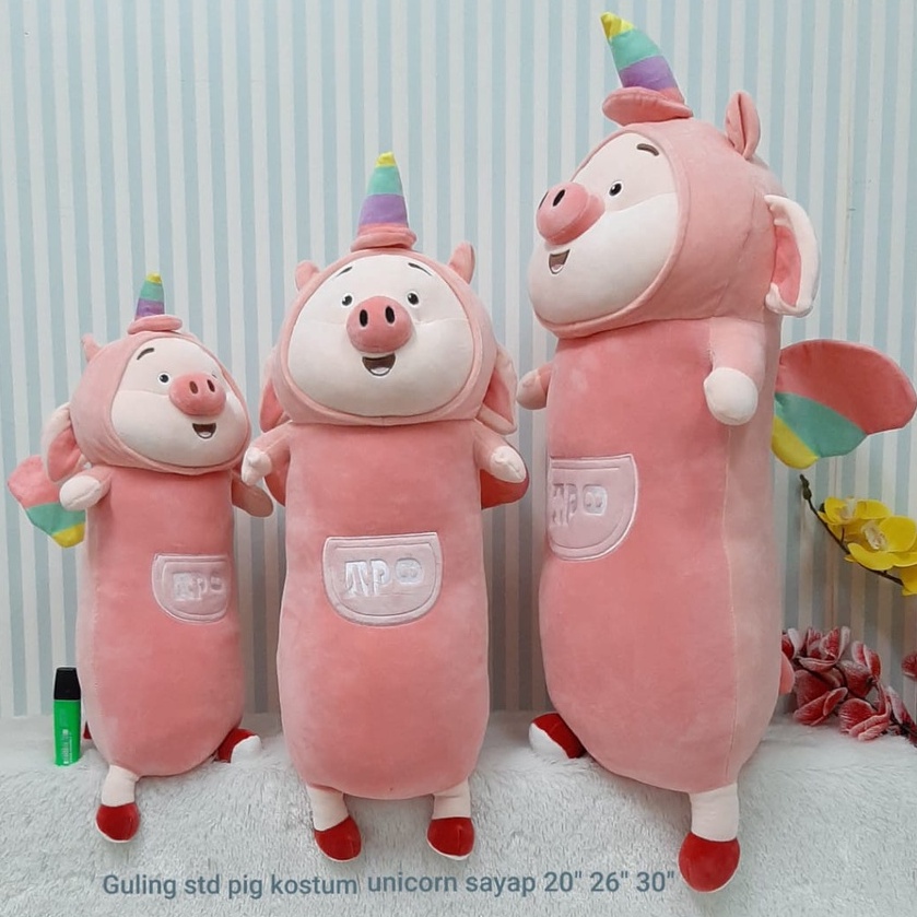 Guling Standing Pig Kostum Unicorn Size 60cm/26&quot;/guling pig/Boneka Babi Kostum unicorn/Bantal Animal