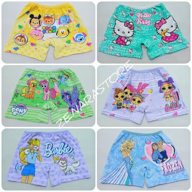 Celana dalam anak perempuan cd boxer anak cewek LOL Barbie Tsum2 Frozen Litlepony Helokity semi long
