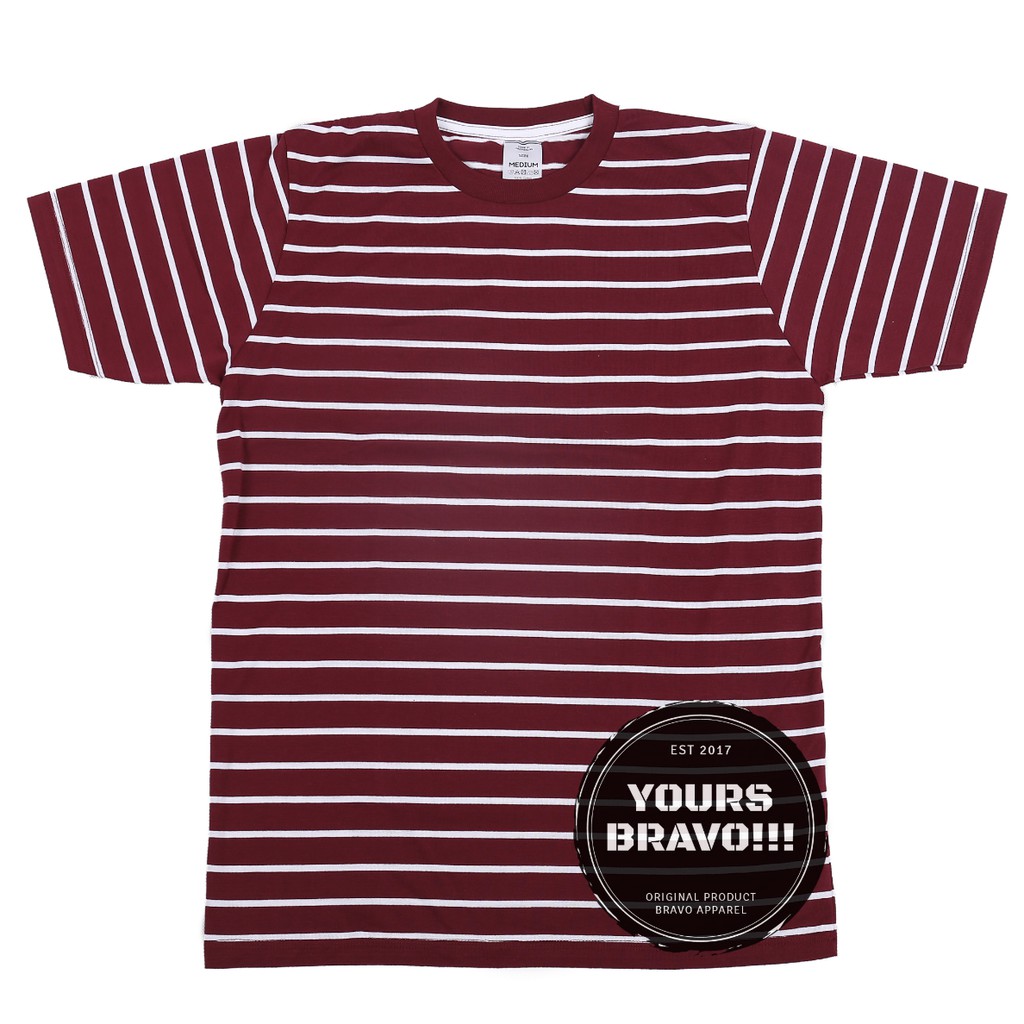 T-SHIRT STRIPE DOMINAN MAROON LIST WHITE / KAOS STRIPE
