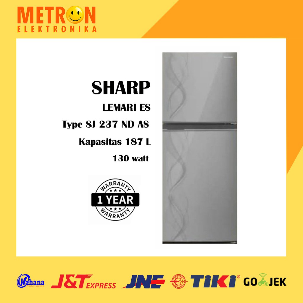 SHARP SJ 237 ND AS / AURORA SILVER KULKAS LEMARI ES 2 PINTU / SJ237NDAS