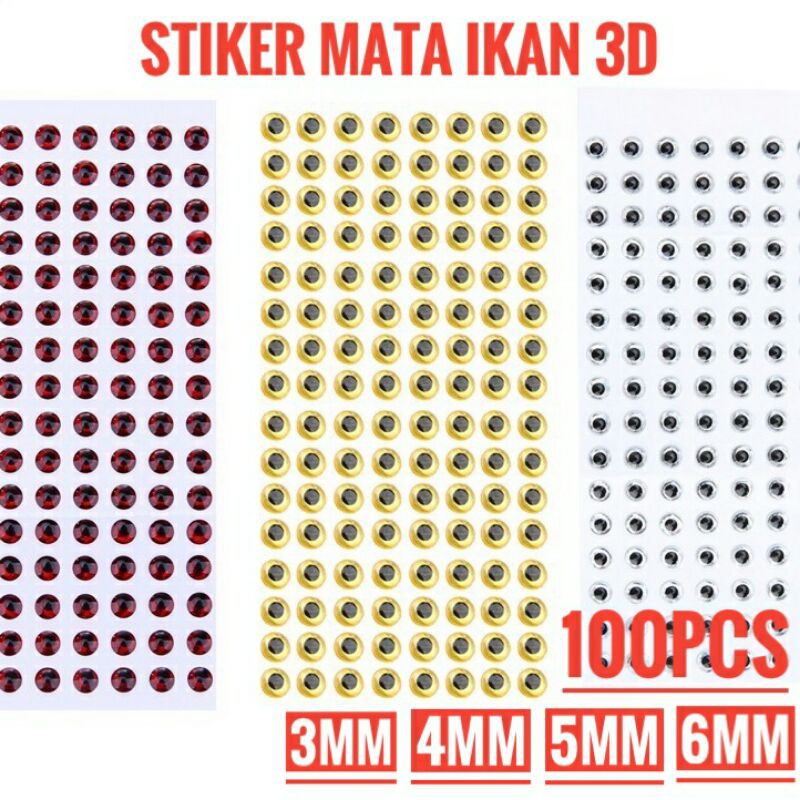 

Stiker Mata Ikan 3D 3mm/4mm/5mm/6mm 100 pcs