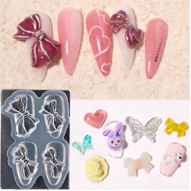 Bow molding pita silicone mold cetakan pita kuku kutek gel bow nailart nail art