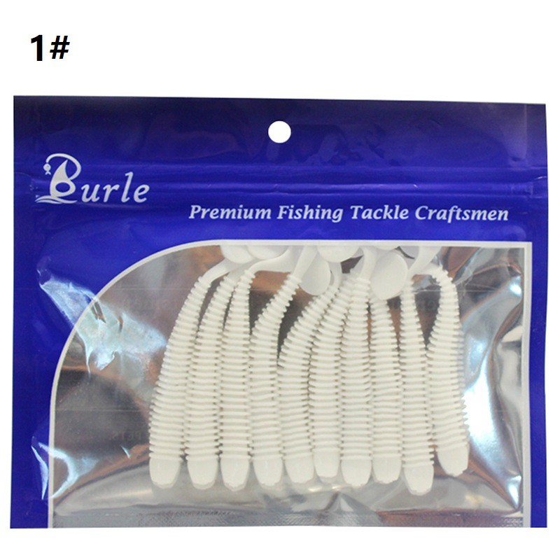 10pcs / lot Umpan Pancing Soft Bait Bentuk Cacing Bahan Karet Silikon Ukuran 50mm 0.7g