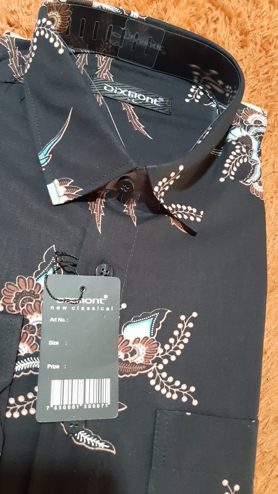 Kemeja Batik Pria Lengan Panjang Bl68 Katun Motif Modern Dixmont Semi Slimfit