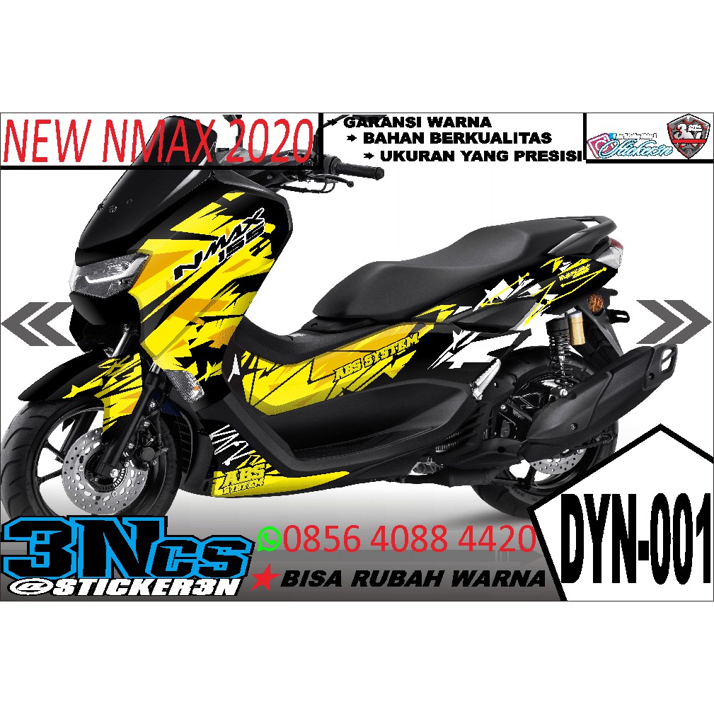 Decal Full Body NMAX NEW ABS System Kuning Hitam, decal yamaha nmax 155 new fullbodi