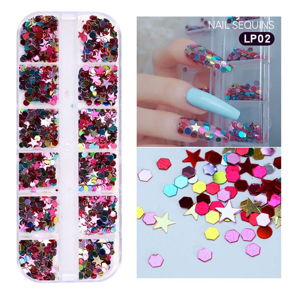 Lily Nail Sequin Hiasan Nail Art Kuku Serpihan Laser Desain Bulan Bintang Hati