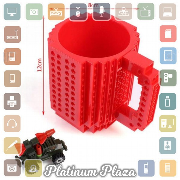 VKTECH Gelas Mug Lego Build-on Brick - 936SN - Black`6FYQJE-