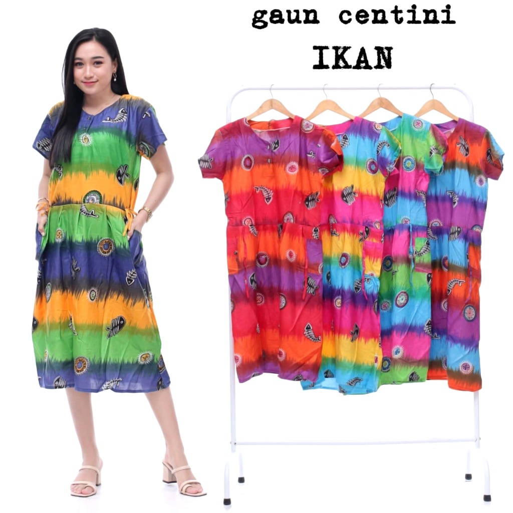 BATIK WANITA KEKINIAN DASTER BUSUI LENGAN PENDEK RAYON CENTINI ( HITPUT MONOCROM OSHIN DORRY SAKURA POLKA ) BUMIL KANCING DEPAN MURAH ADEM-CENTINI DORY
