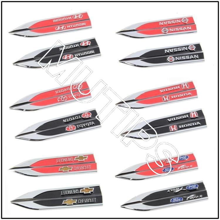 2pcs Stiker Metal 3D Motif Salib Untuk Fender Samping Mobil Toyota Avanza Rush Kijiang Innova Calya Razie Yaris Wish Corolla