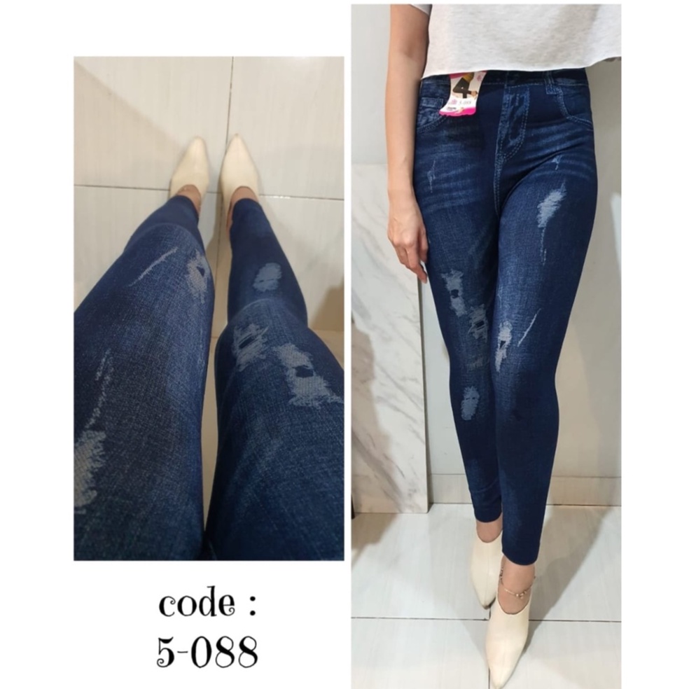 [TERBARU] Celana Legging Jeans dewasa motif sobek import 5088# 5121#