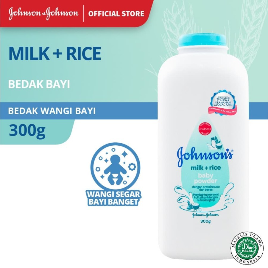 JOHNSON'S Milk + Rice Baby Powder - Bedak Bayi 300gr