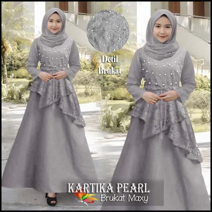 GAMIS PESTA BRUKAT KARTIKA SILVER / ABU BAJU GAMIS WANITA TERBARU ~< READYSTOCKKK >~