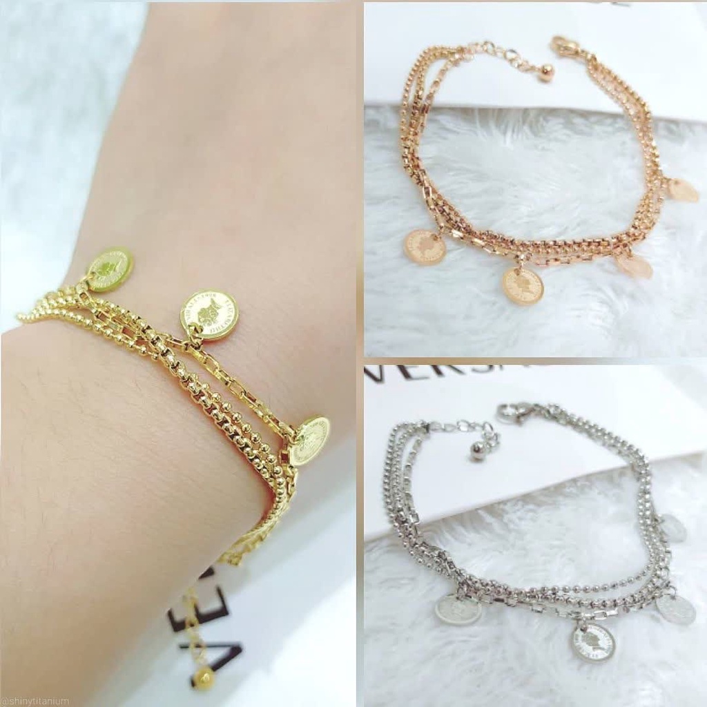 Jewelry  Aksesoris Premium High Quality Wanita Gelang Tangan Liontin Versace AV-55 Titanium Asli ( B