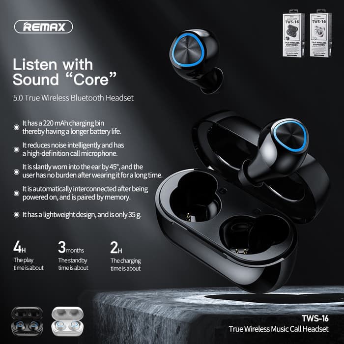 REMAX True Wireless Bluetooth Headset Earbuds TWS-16