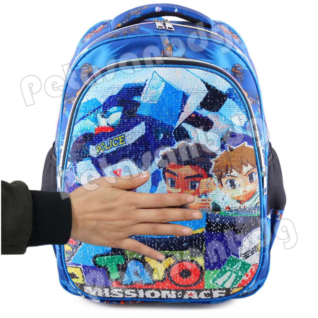 PTS - Ransel Sekolah Anak Karakter Tobot &amp; Tayoe - Mission Ice - Ransel Model Usap/Swipe Boys + FREE BOT