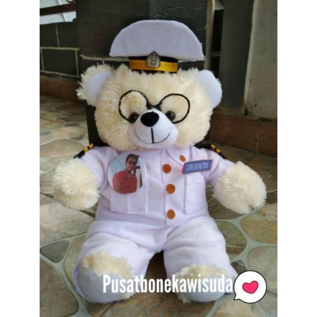 Boneka Wisuda Pelayaran Pelaut Hadiah Bear Seragam Profesi Kado Custom Nama Graduation laki laki