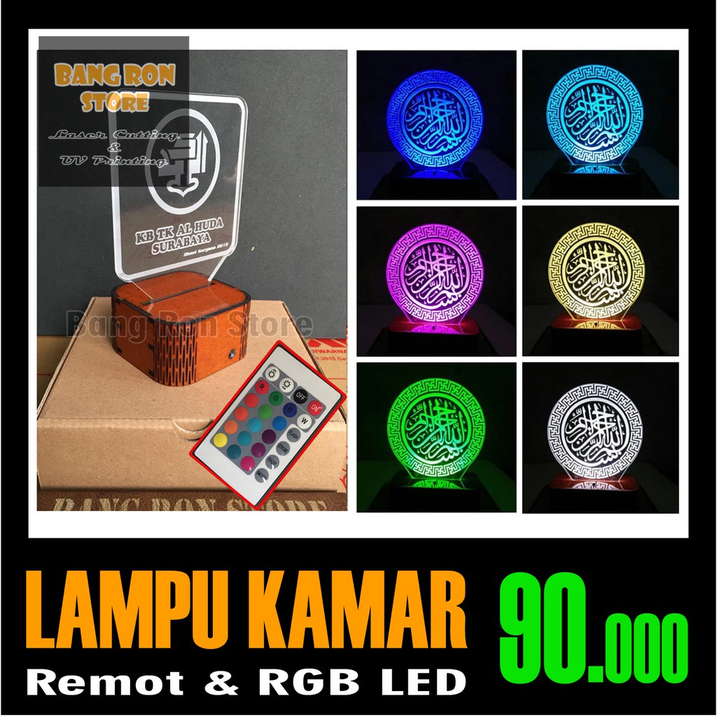 Lampu Meja Gambar Custom - Lampu Kamar  - LED RGB - MDF & Akrilik 3mm