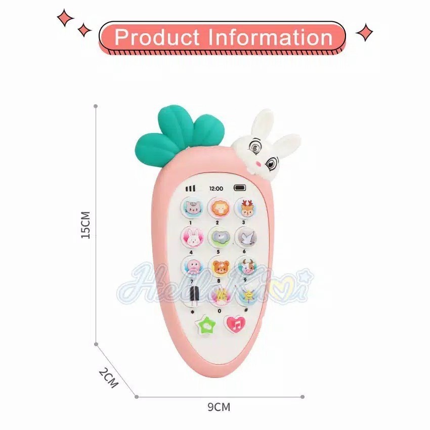TERBARU LUCU UNIK TELEPHONE VIRAL Mainan Edukasi Baby Carrot Phone Telepon Wortel Musik Lagu Silikon Handphone- kado Hadiah Ulang Tahun Anak perempuan Laki-laki Usia 3 4 5 6 7 8 Bulan 1 2 Tahun Mainan Edukasi Viral Terunik dan Lucu